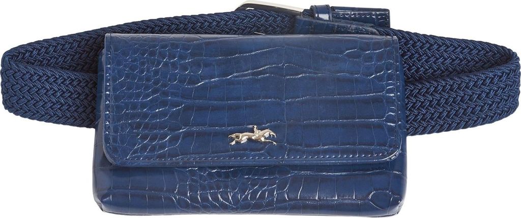 Schockemöhle Pocket Belt Gürteltasche dark blue elastischer Flechtgürtel mit Croco-Lederapplikation, Größe:95