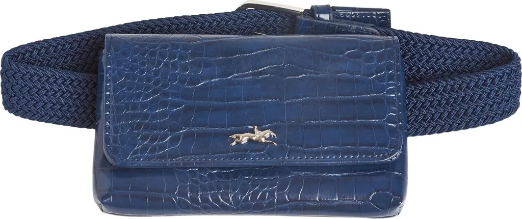 Cintura Schockemöhle Pocket Belt Blu Scuro 85 con Effetto Croco