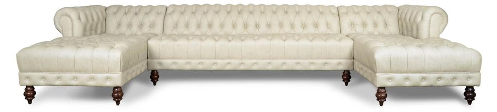 Chesterfield Couch U-förmig Sofa Klassische Leder Wohnlandschaft Ecksofa - 366