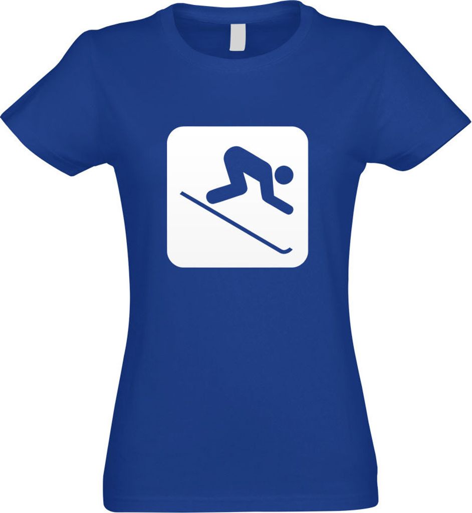Kiwistar - T-Shirt tailliert - Damen - royal - Piste Abfahrt Piktogramme - mit Motiv Bedruckt - Funshirt Design - Sport - Freizeit - Damen - L
