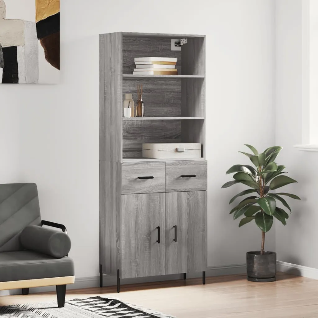 Mobile Credenza Alta vidaXL Grigio Sonoma 69,5x34x180 cm Design