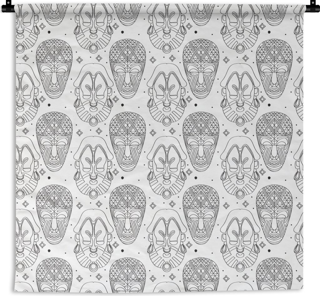 MuchoWow Wandteppich Wandbehang Muster - Masken - Südamerika 120x120 cm Tapisserie Dekoration Wandtuch - Modern - Baumwollgewebe