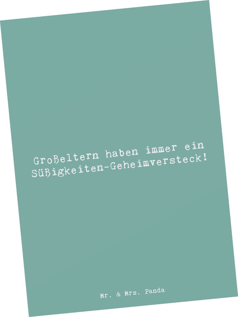Mr. & Mrs. Panda Postkarte Spruch Großeltern Süßigkeiten - Meeresbrise - Geschenk, Verwandte, Ansichtskarte, Grußkarte, Geheimversteck, bildkar...