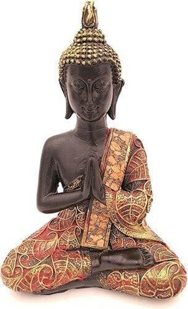 Buddha Figur betend sitzend, 21 cm in schwarz Gold Produktbild 