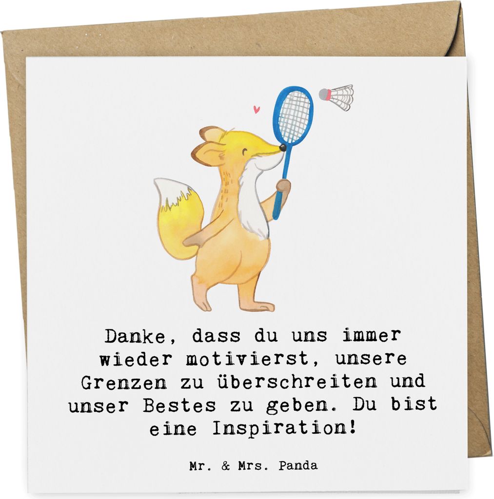 Mr. & Mrs. Panda Grußkarte Badminton Trainerin Inspiration Produktbild 