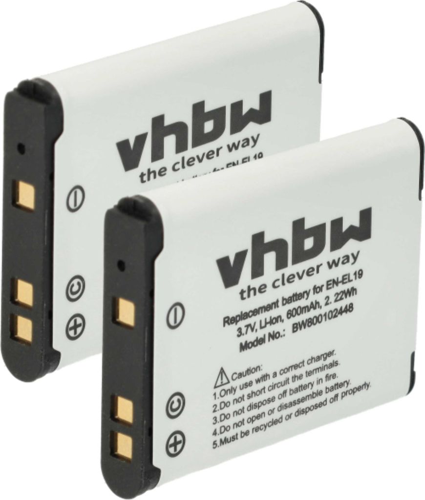 vhbw 2x Akku kompatibel mit Nikon Coolpix A300, S3100, Produktbild 