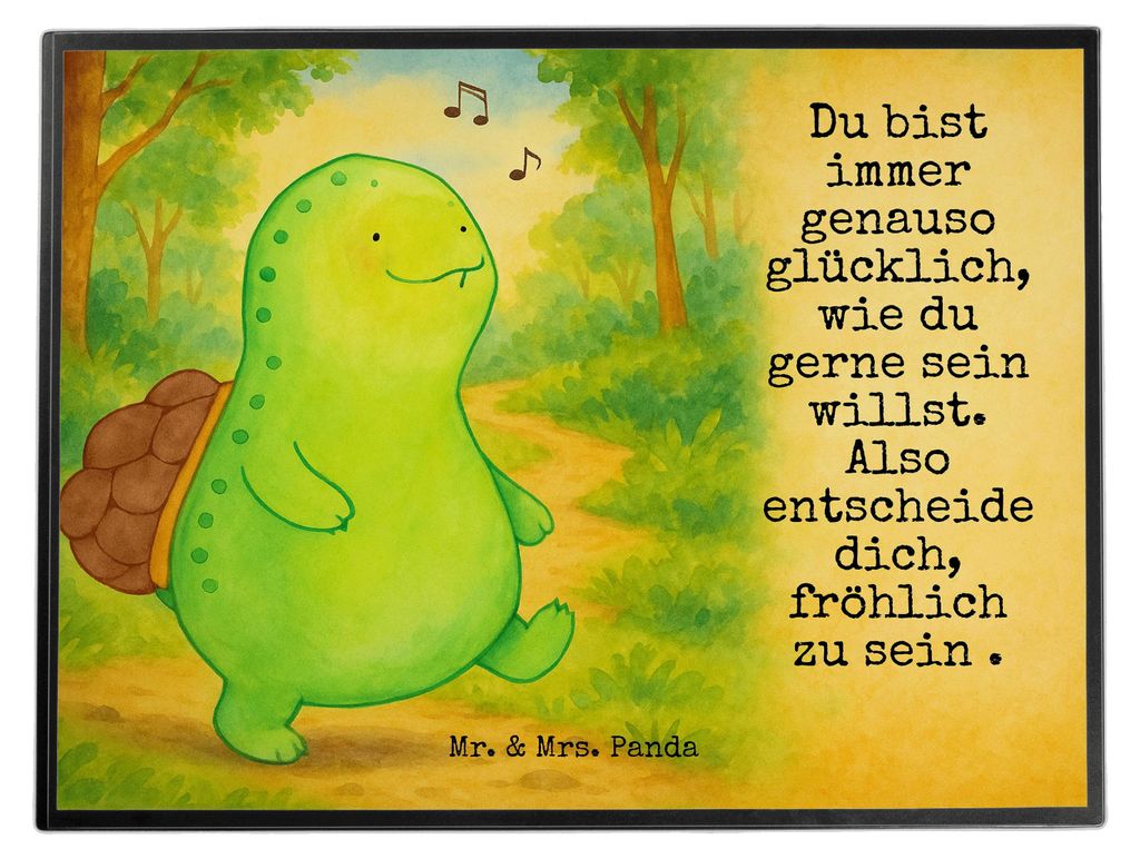 Mr. & Mrs. Panda Schreibunterlage Schildkröte Pfeifen Design - Weiß - Geschenk, Neuanfang, schreibauflage, bastelunterlagen, Glück, arbeitsmatte...