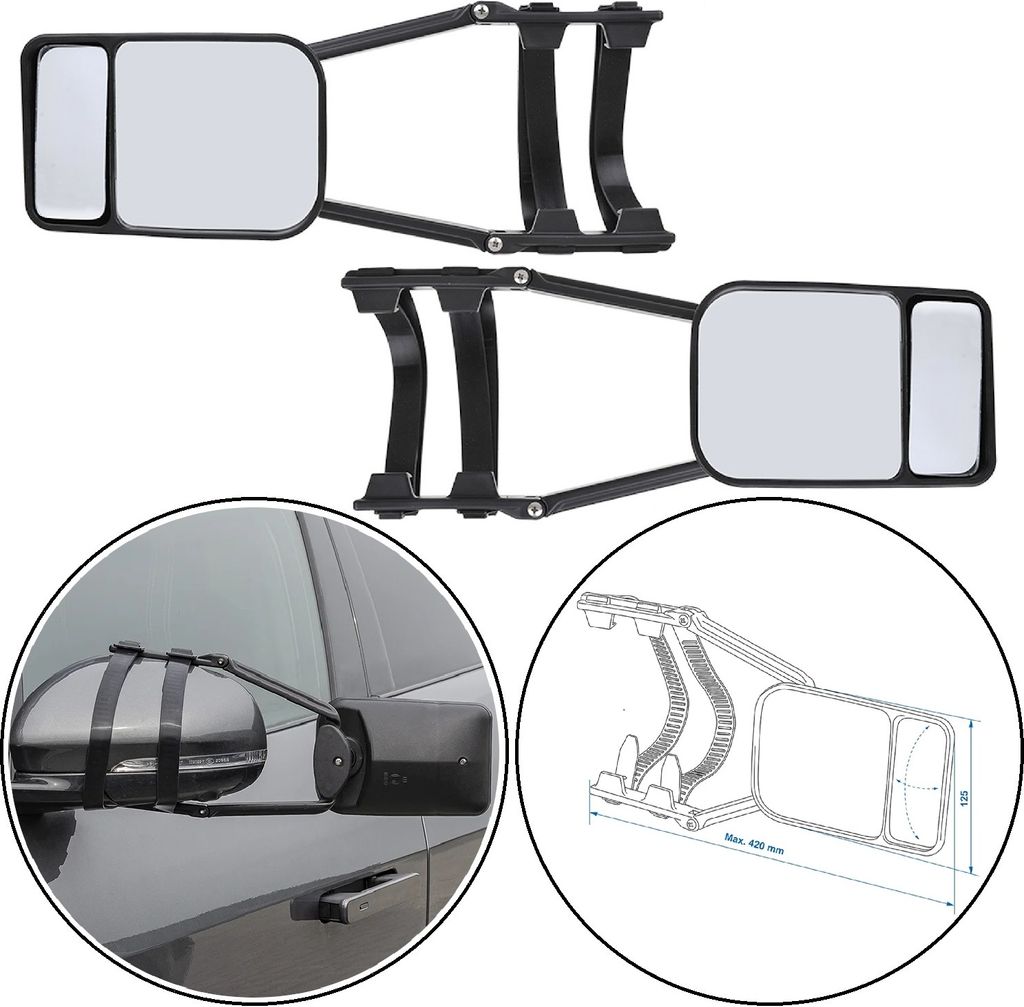 2x Caravanspiegel mit integriertem Weitwinkelspiegel - Produktbild 