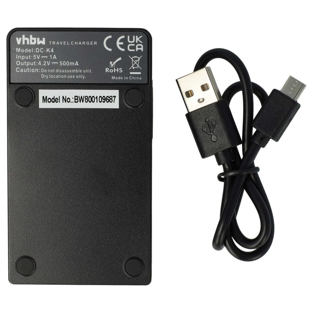 vhbw USB-C Ladegerät kompatibel mit Sanyo Xacti VPC-PD1, VPC-SH1, VPC-X1200, VPC-X1220 Kamera Camcorder - Ladeschale + USB-C Kabel Ladeanzeige