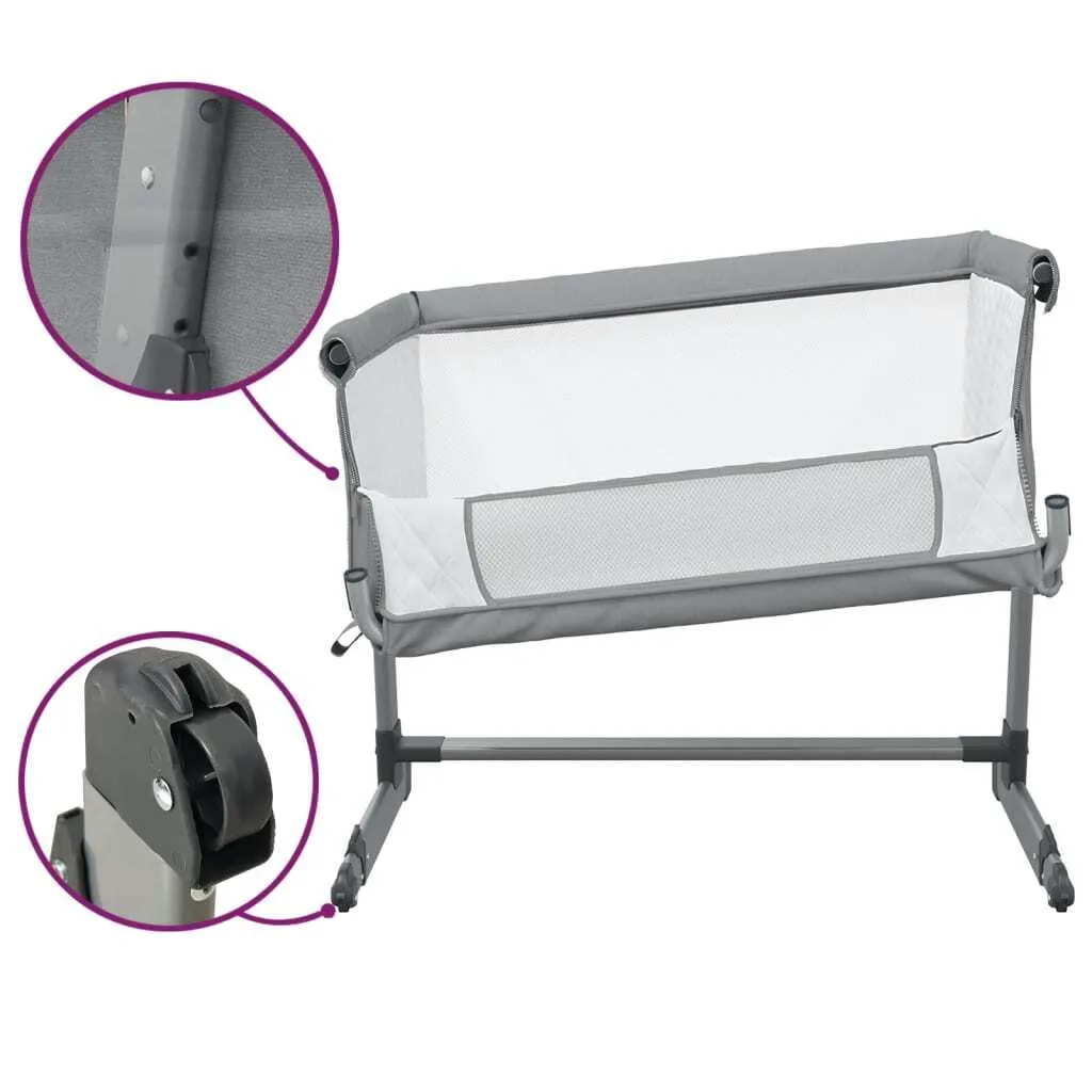 Lit bébé prêt à dormir matelas inclus et textile lin gris clair doux - 7