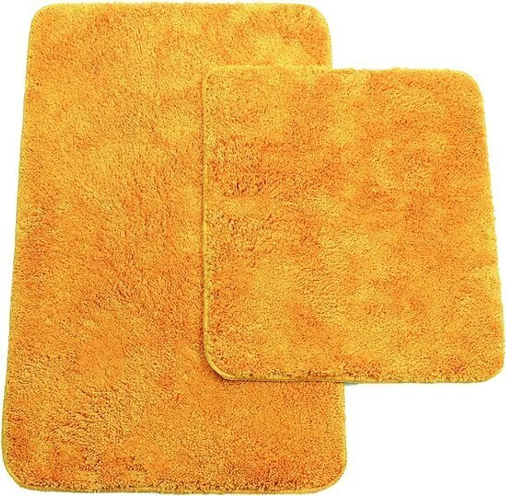 Tappetini da bagno Brandsseller, set di 2 tappetini da bagno: circa 50/80 cm e tappetino da toilette circa 45/50 cm. Colore: arancione.