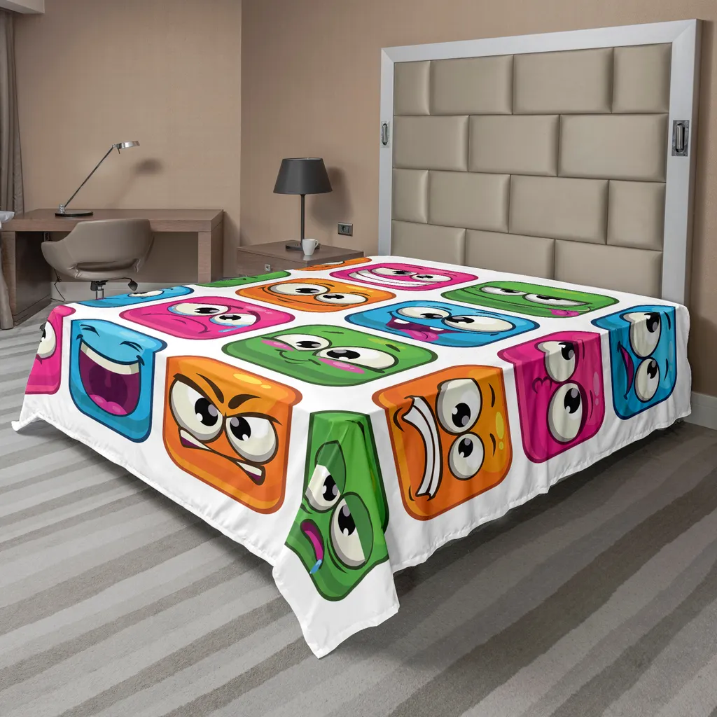 Drap décoratif ultra doux motif monstre et avatar multicolore 260x228 cm
