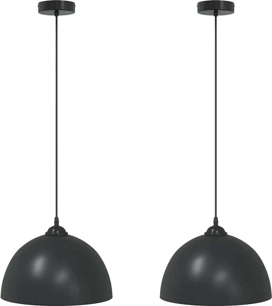 vidaXL Lampes suspendues 2 pcs Noires Réglables E27 Ø30cm en Métal