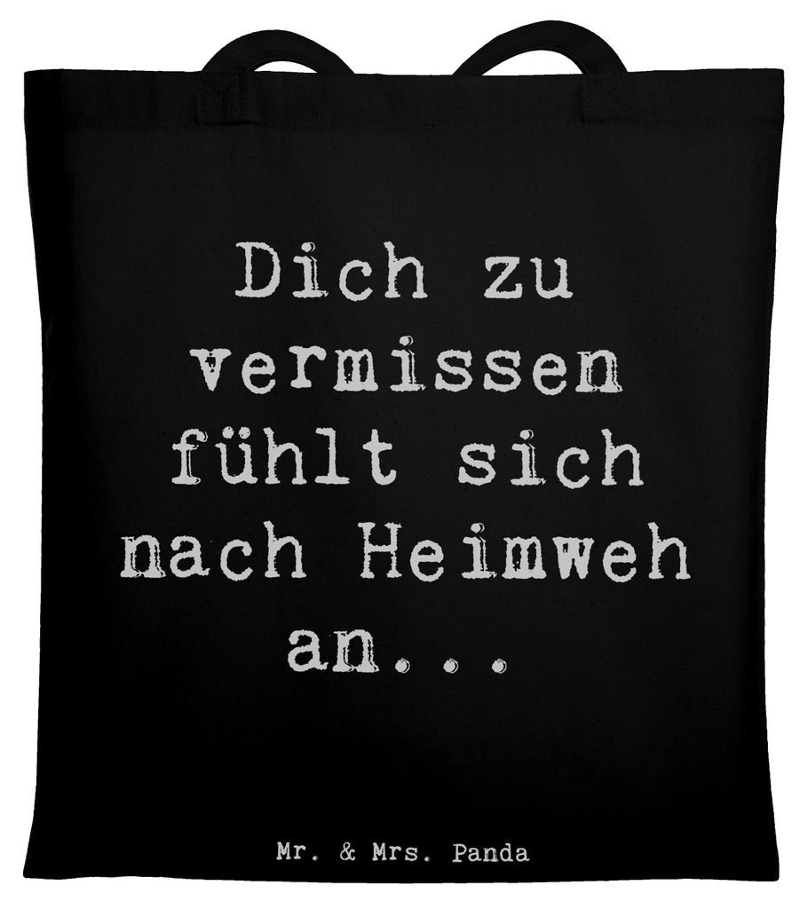 Mr. & Mrs. Panda Tote Bag Spruch Heimweh Sehnsucht - Schwarz - Geschenk, dokumententasche, Schultasche, Zuhause, vermisste Person, Stoffbeutel, Ver...