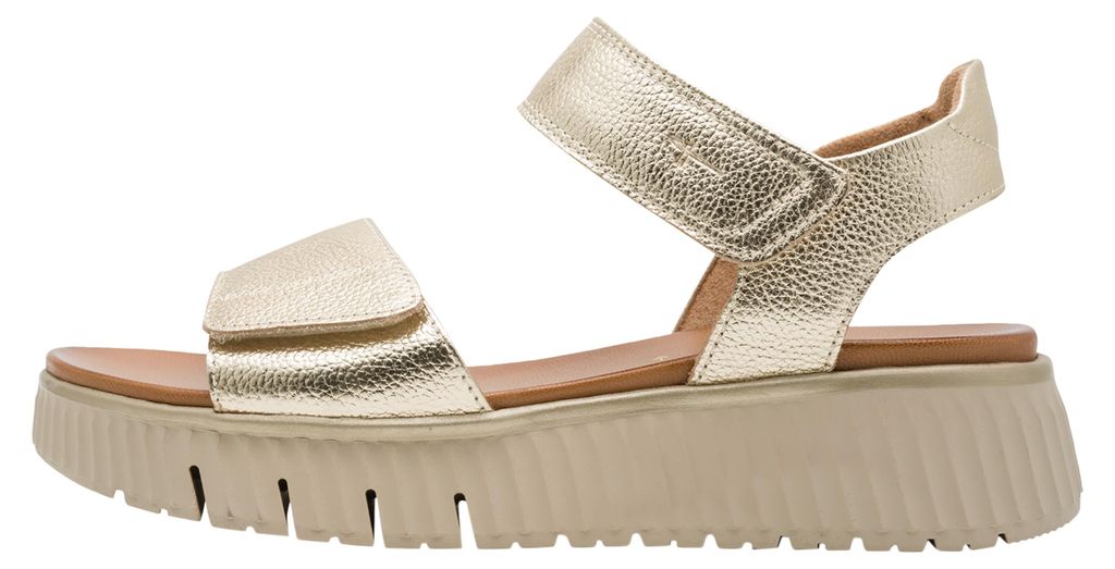 Tamaris Comfort Damen Sandale aus Leder mit einer Plateausohle 8-88720-44, Größe:38 EU, Farbe:Gold
