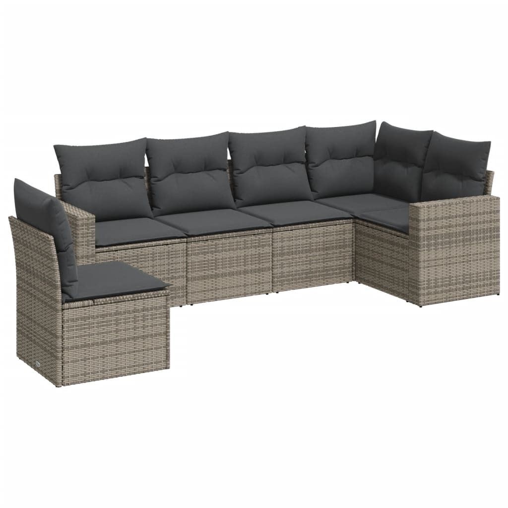 "WINTER SALE" 6-tlg. Garten-Lounge-Set - elegantes Design - Sitzgruppe/Gartengarnitur - mit Kissen Grau Poly Rattan - Terassenmöbel NeuMöbel247257