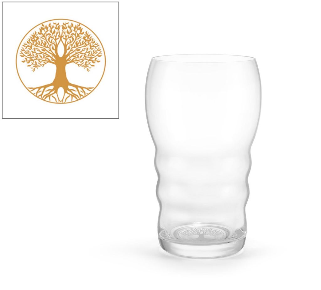 Trinkglas Galileo Gold - Lebensbaum 0,5l - mundgeblasen Produktbild 
