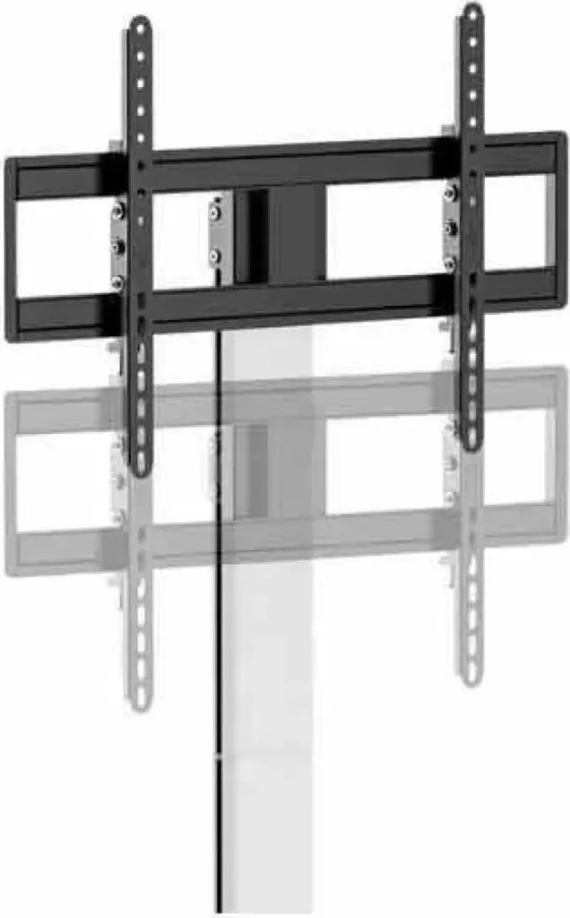 Support TV de sol 37-86 pouces argenté avec tablette de rangement 1TFT