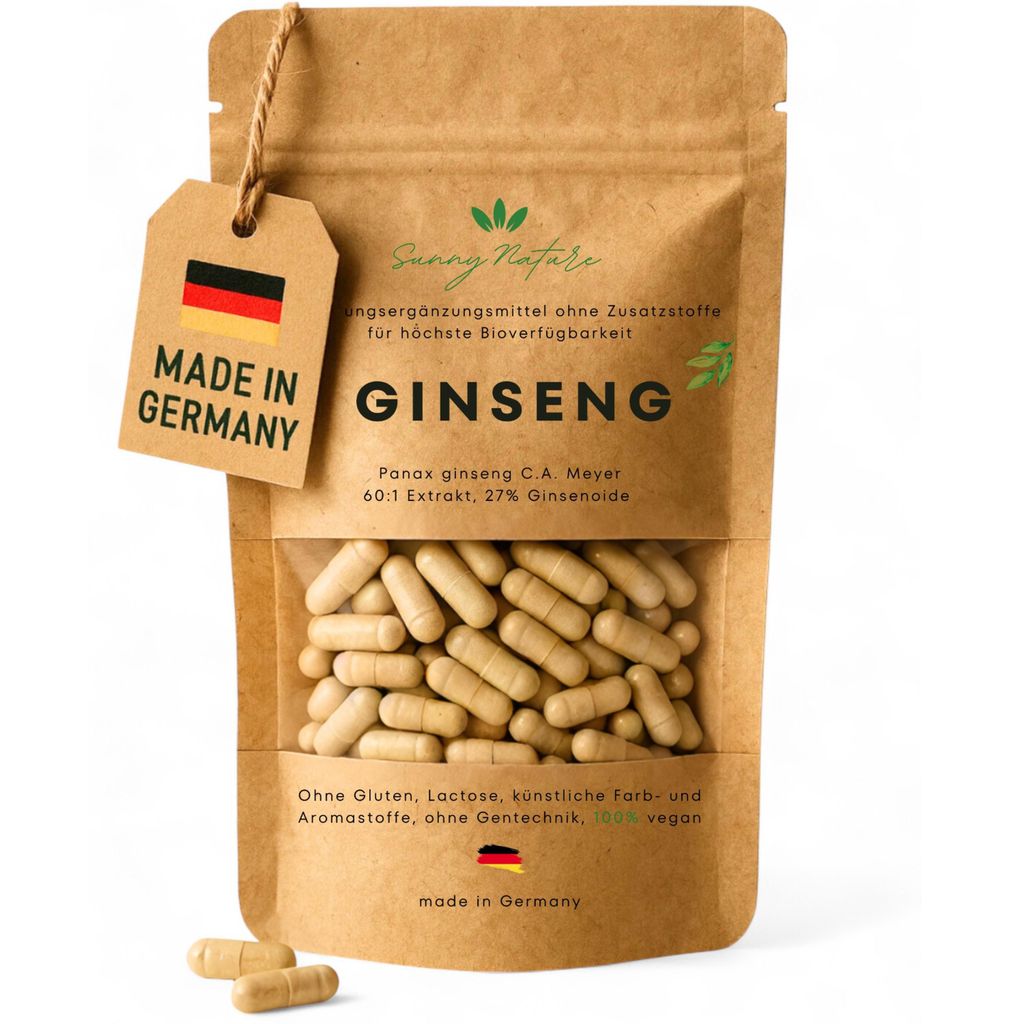 Ginseng Kapseln 400mg – 27% Ginsenoide – Hochdosiert & Produktbild 