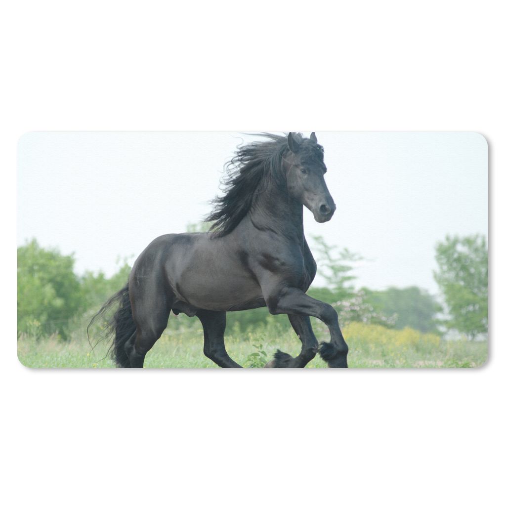 MuchoWow Schreibtischunterlage Pferd - Schwarz - Natur 80x40 cm - XXL Mauspad - Gaming Mauspad