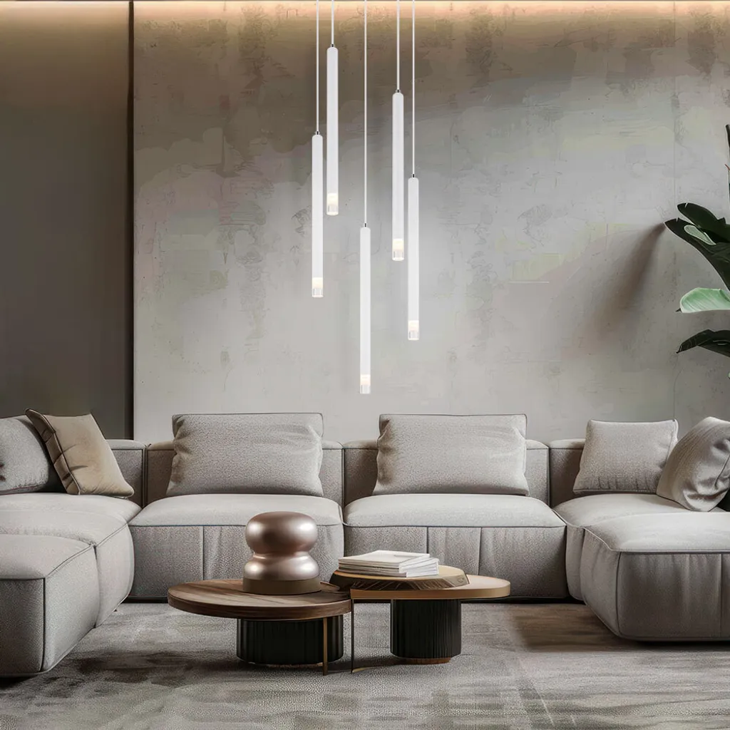 Suspension design blanc satiné 120 cm - Finition métal haut de gamme