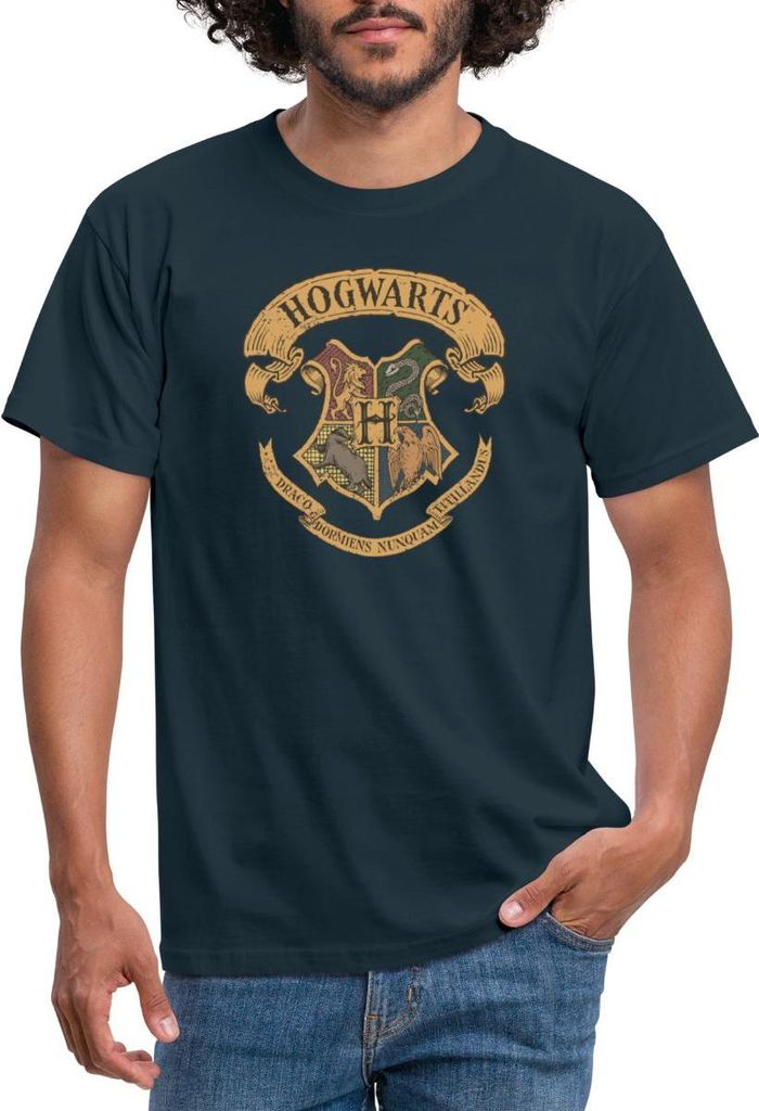 Spreadshirt Harry Potter Hogwarts Wappen Männer T-Shirt, 4XL, Navy