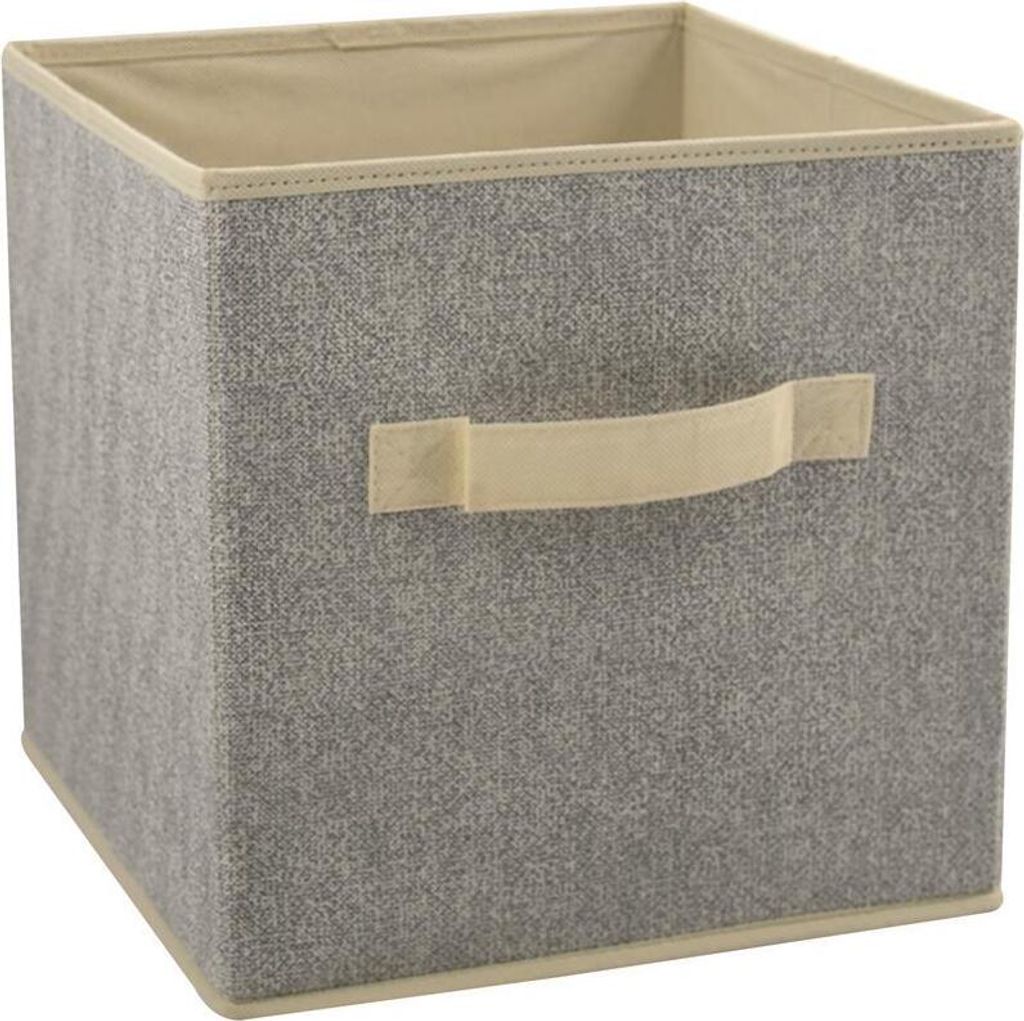MSV Faltbox mit Deckel Aufbewahrungsbox Regalkorb Faltkiste Einschubkorb Spielkiste Grau - 26 x 26 x 26 cm