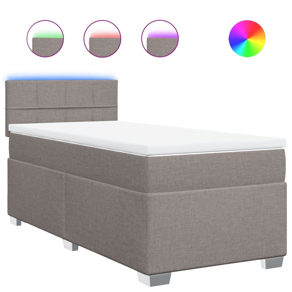 vidaXL Boxspringbett mit Matratze Taupe 100x200 cm Stoff