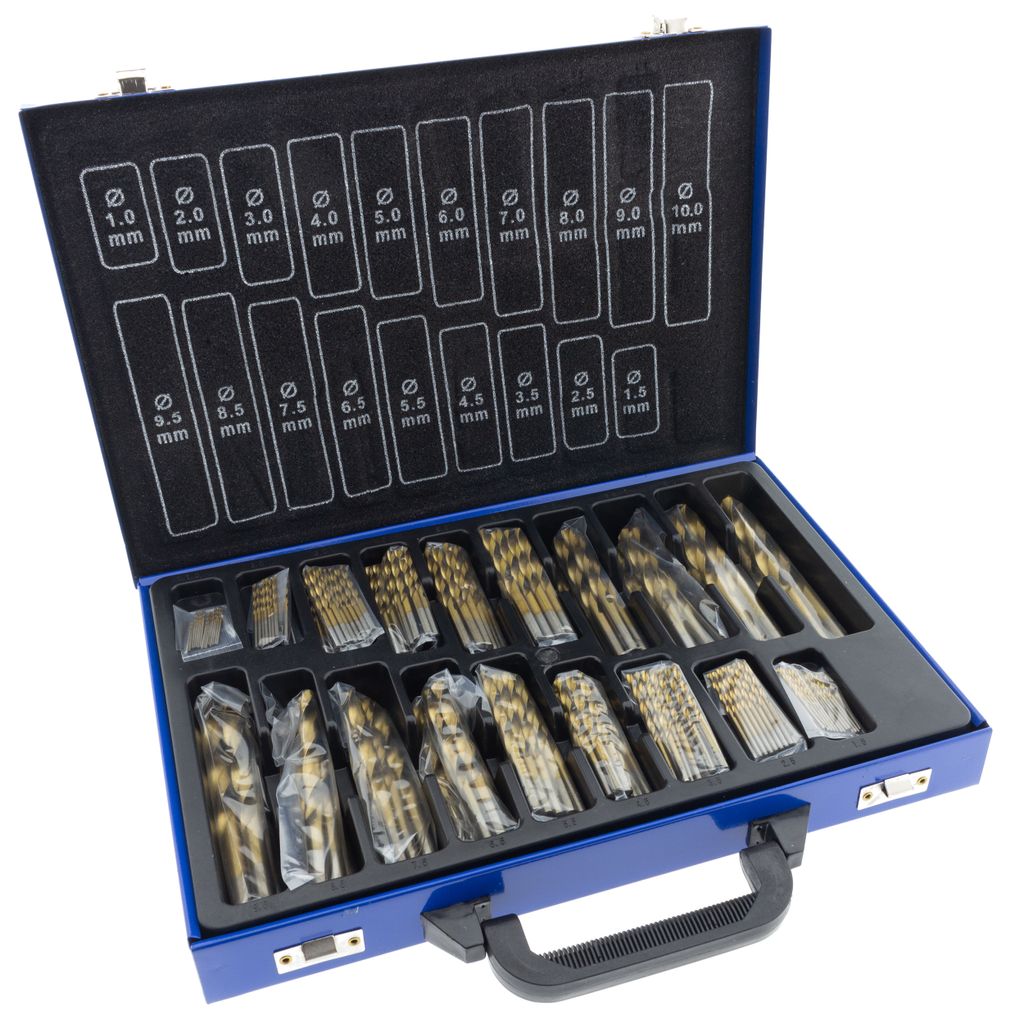 Premium HSS Spiralbohrer Set 170-tlg. 1-10 mm titannitriert DIN 338 im Metallkoffer