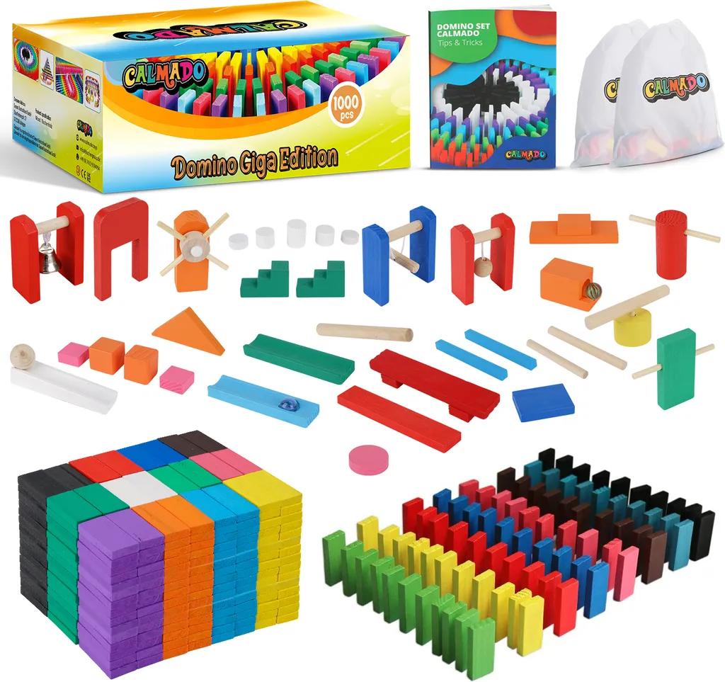 Calmado - 1000 Dominos en Bois - Domino Giga Edition Jeu de Société