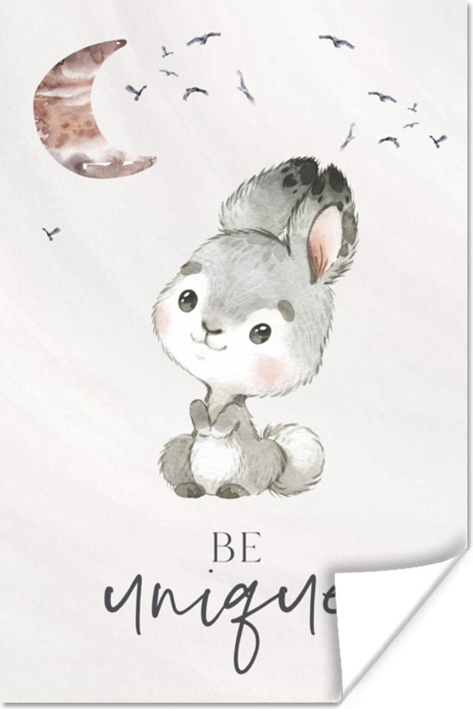 MuchoWow Poster Zitate - Kinder - Einzigartig sein - Jungen - Mädchen - Aquarellieren 60x90 cm - Wanddekoration
