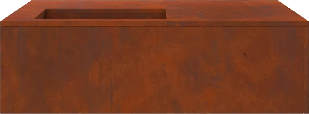 Braciere Esterno Minimalista 100x100 cm Acciaio Effetto Corten - 6