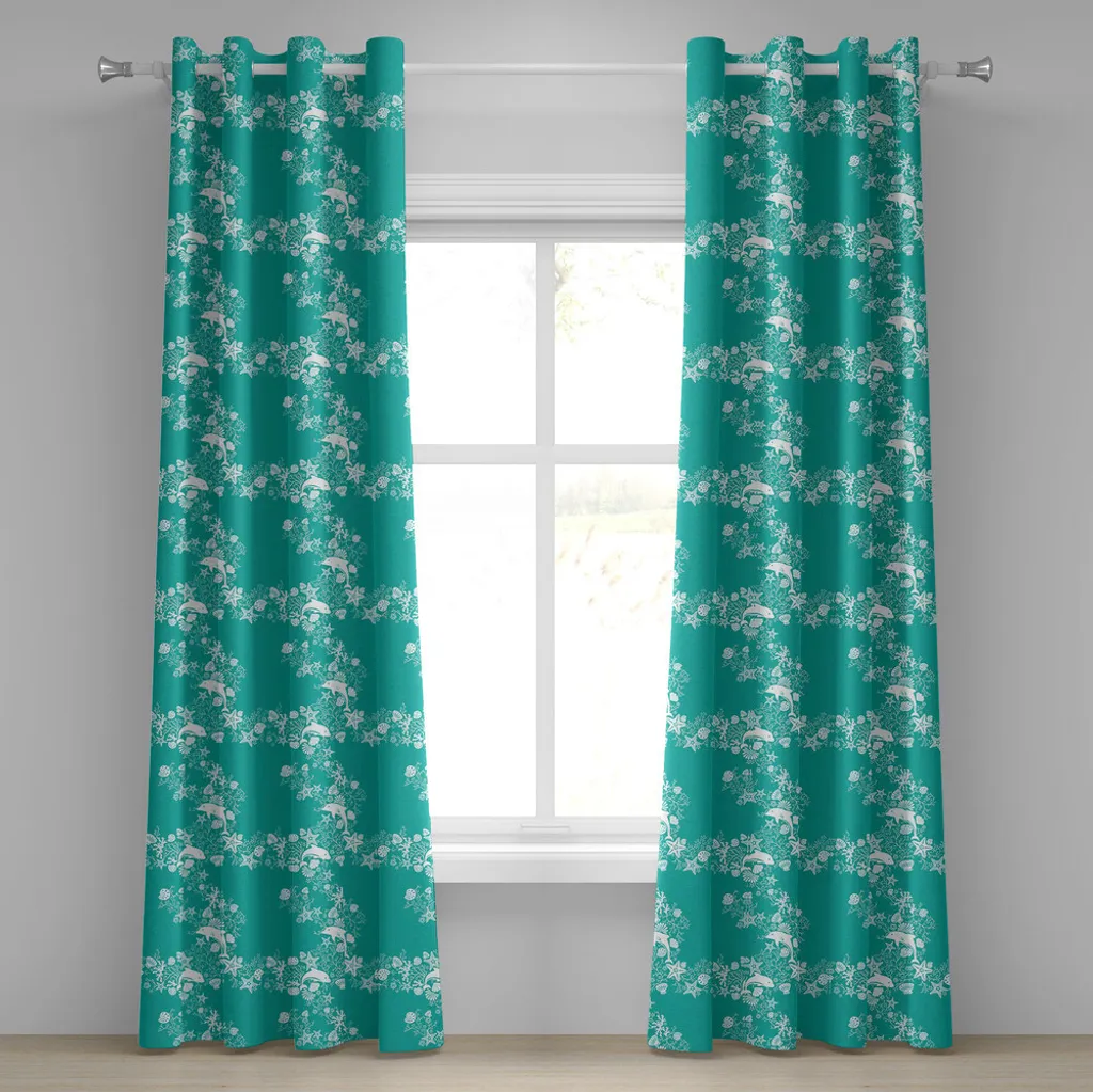 Tende Decorative ABAKUHAUS Sea Life 280x225cm - Motivi Floreali Marini