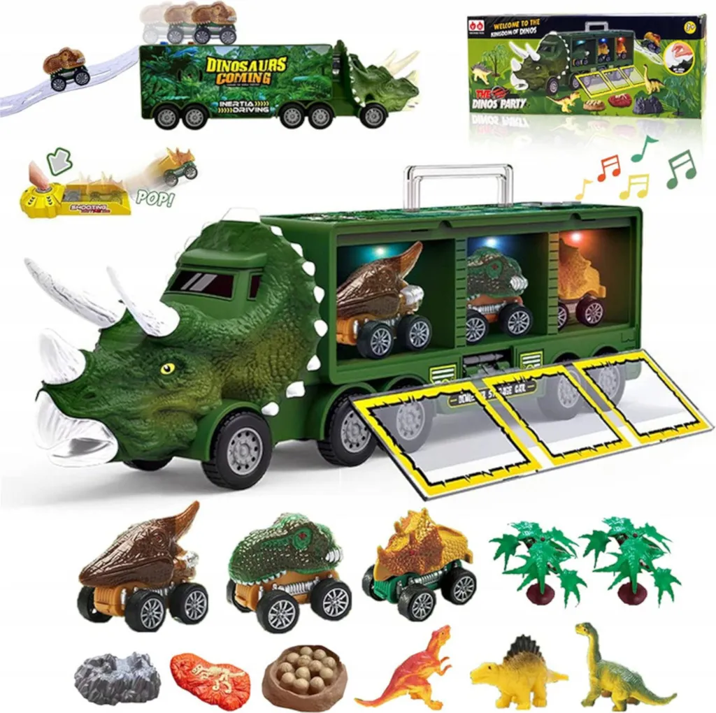 Jouet camion transporteur de voitures dinosaure géant avec remorques