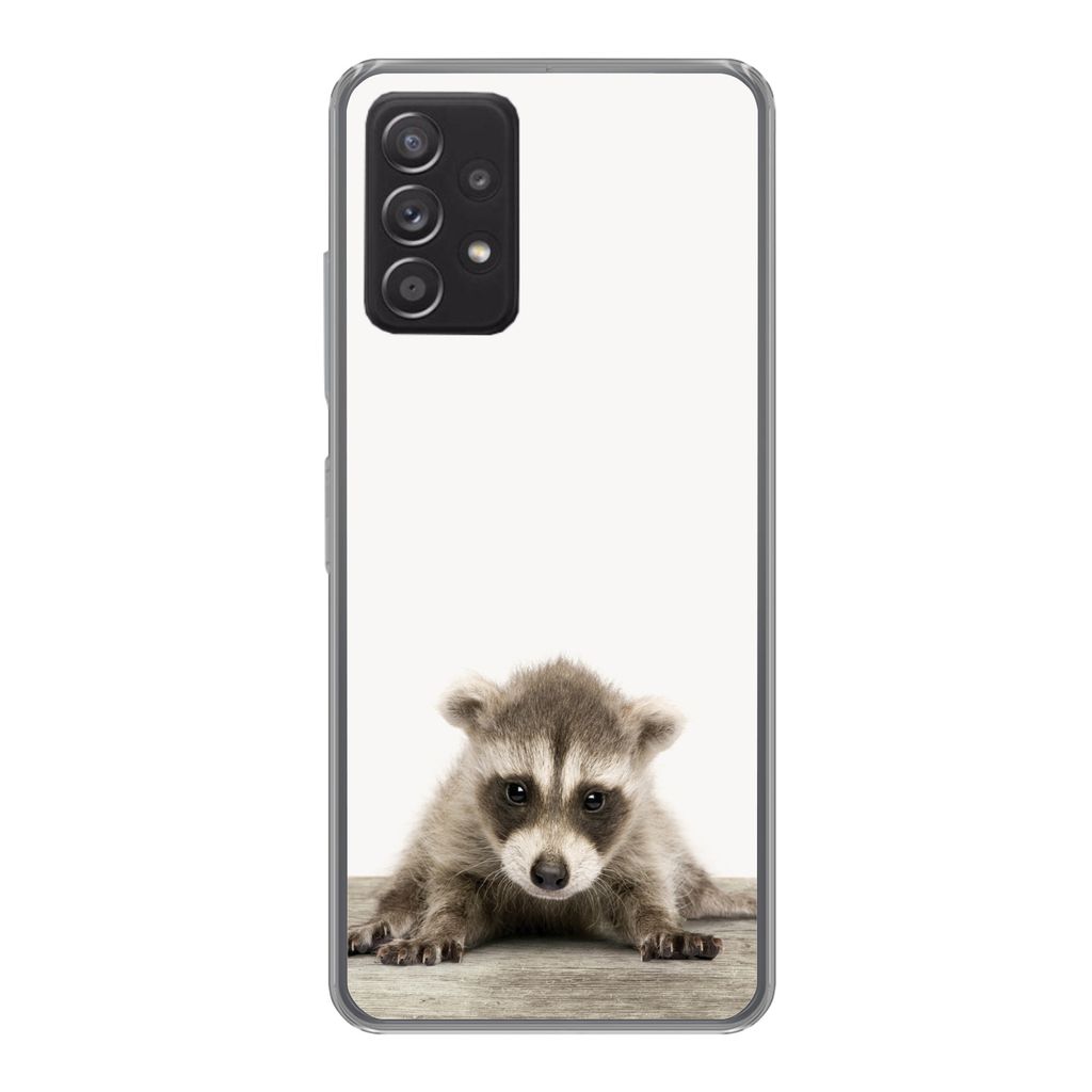 MuchoWow Handyhülle Schutzhülle Hülle für Samsung Galaxy A33 5G Waschbär - Tiere - Jungen - Mädchen Silikon Softcase Handy Hülle - Kartenh...