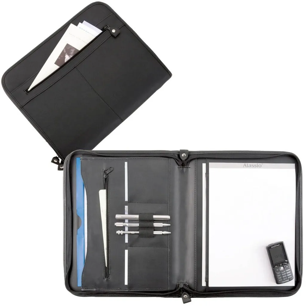 Porte-documents A4 en Cuir Noir avec Zip - Conférencier Milano Alassio 30013 - 3