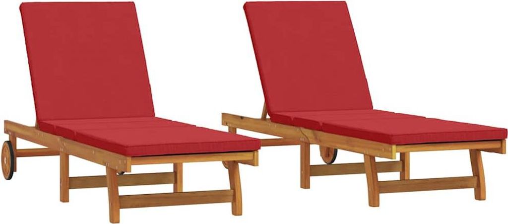vidaXL Sonnenliege 2-Person 2 pcs Braun Massivholz Akazie