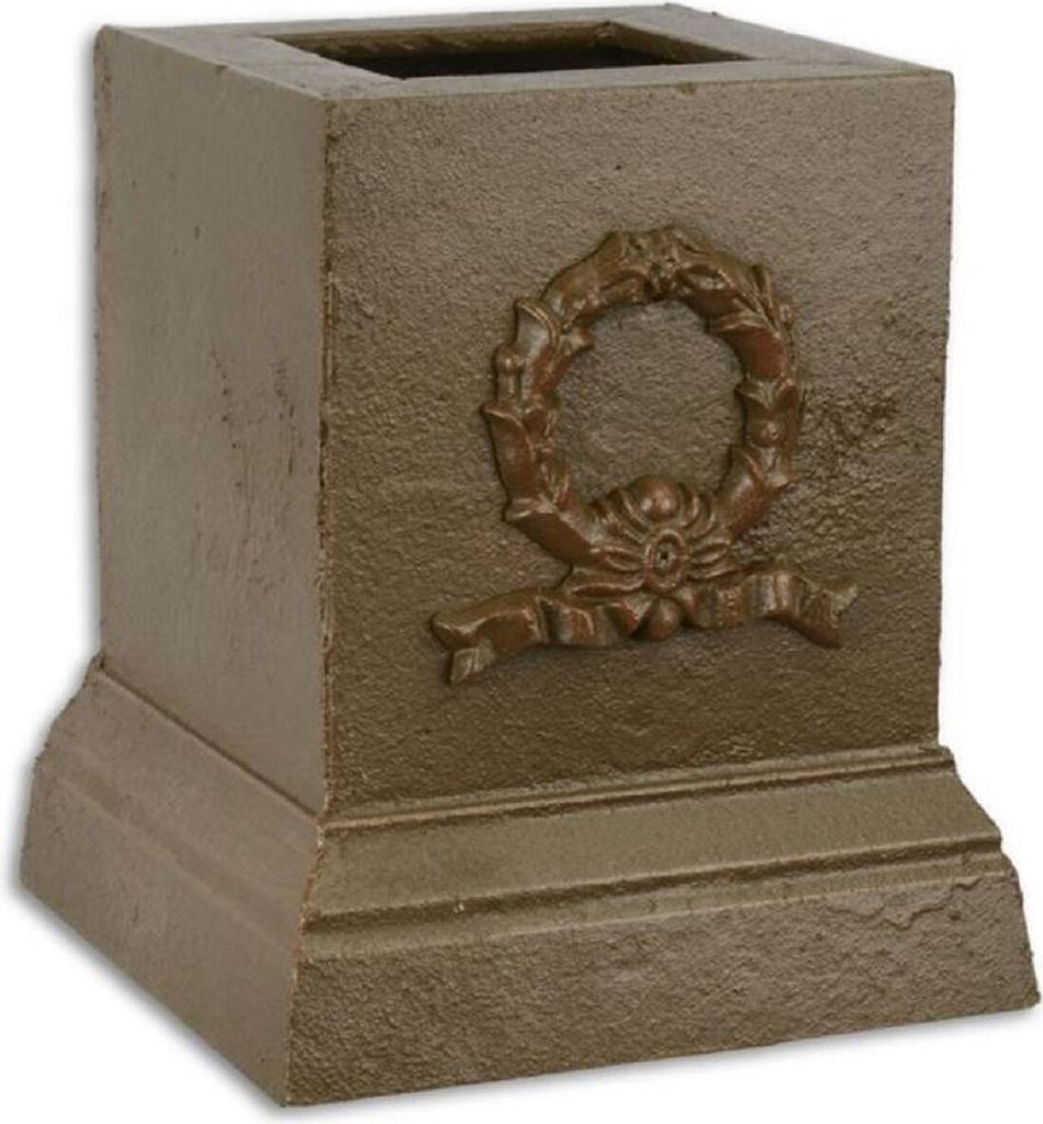 Casa Padrino Barock Deko Sockel Braun 17,1 x 17,1 x H. 19,8 cm - Gusseisen Sockel im Barockstil - Barock Deko Accessoires