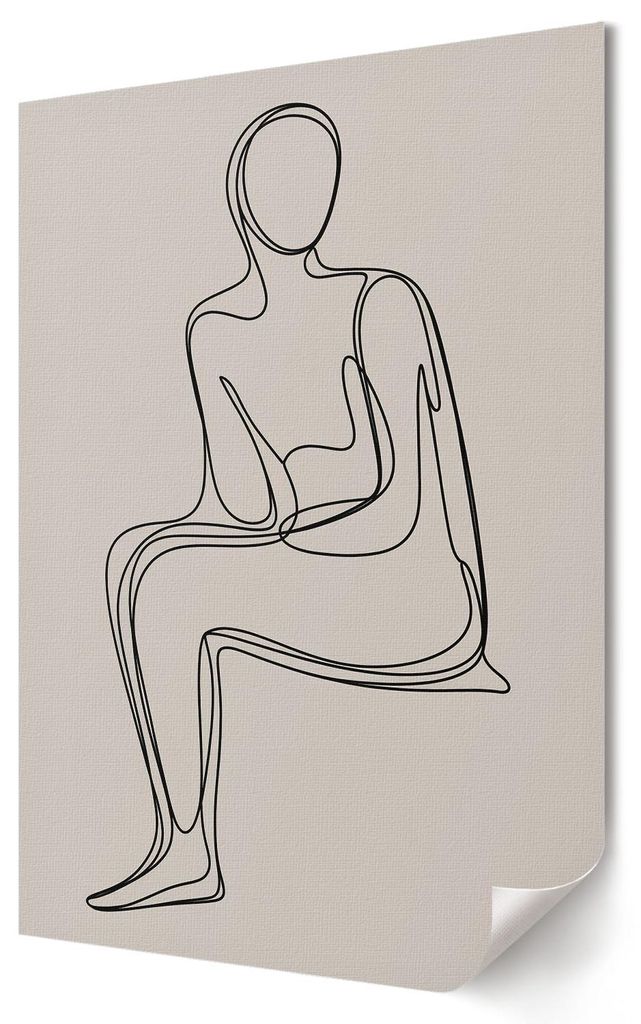 Strichzeichnung eines Charakters- Kunstdruck A4 - Minimalistisch, Modern- Wandbild für Wohnzimmer Schlafzimmer & Flur, Modernes Poster Wanddeko, U...
