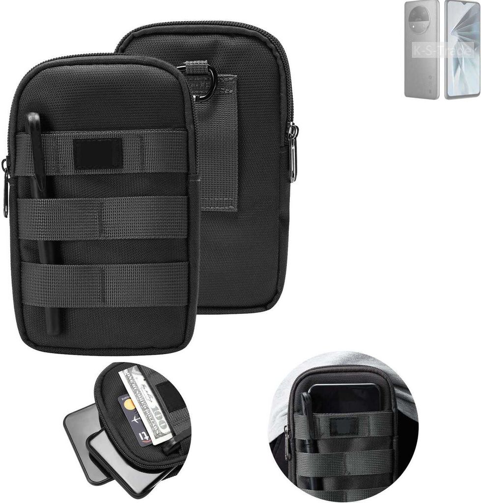 K-S-Trade Holster Gürtel Tasche kompatibel mit ZTE Extress 50 Handy Tasche Schutz Hülle dunkel-grau viele Fächer, 1x