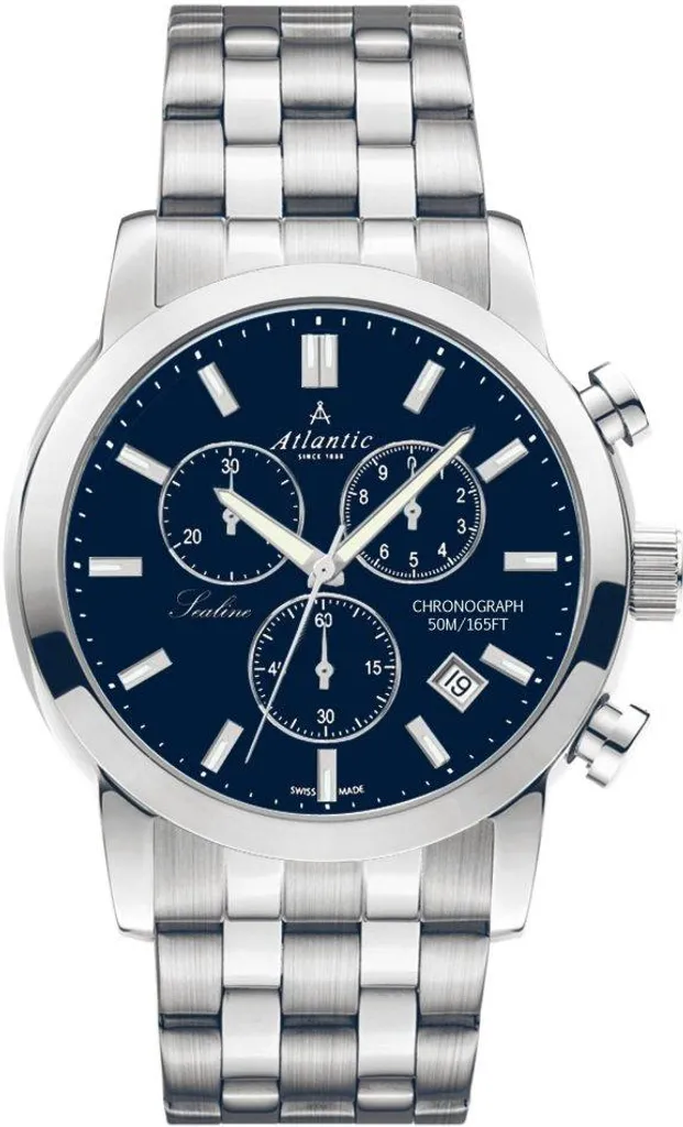 Montre Classique pour Homme Atlantic - Cadran Bleu et Bracelet en Cuir