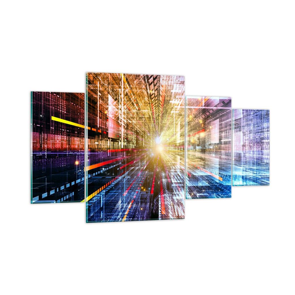 Bilder auf glas - Grafik Computer Raum Geometrie - 160x90cm - Glasbilder - Wandbilder - Kunstdruck - zum Aufhängen bereit - Wanddekoration aus Gla...