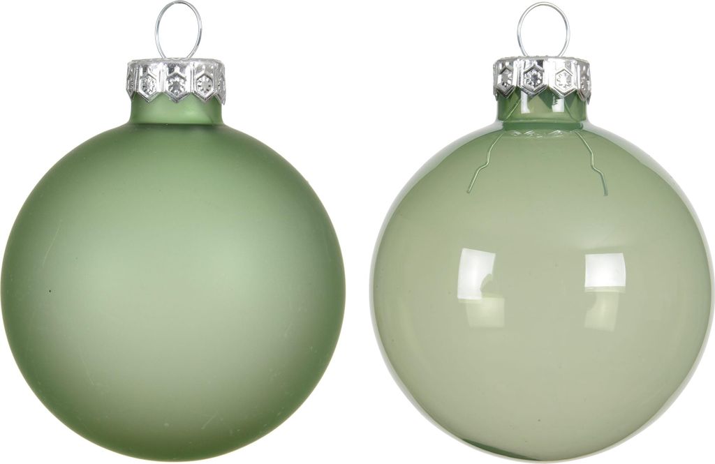 Weihnachtskugeln Glas 8cm 4 Stück - Matchagrün transparent Produktbild 