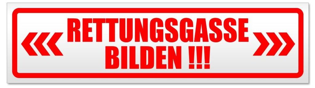 Kiwistar - Autoaufkleber - Rot - 45 x 12 cm - Rettungsgasse bilden - Hinweis Aufkleber Sticker für Auto, Kfz, Fahrrad, PKW, LKW