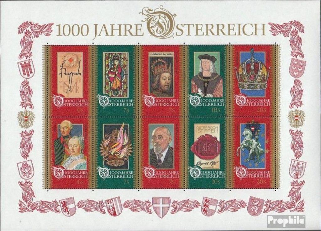 Briefmarken Österreich 1996 Mi Block12 (kompl.Ausg.) gestempelt 1000 Jahre Österreich