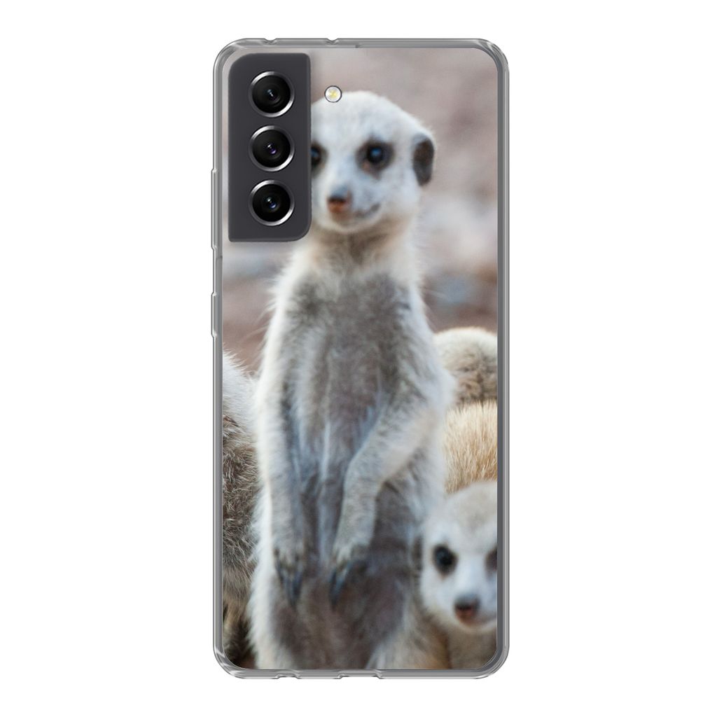 MuchoWow Handyhülle Schutzhülle Hülle für Samsung Galaxy S21 FE Neugierige Erdmännchen Silikon Softcase Handy Hülle - Mobiltelefonhülle