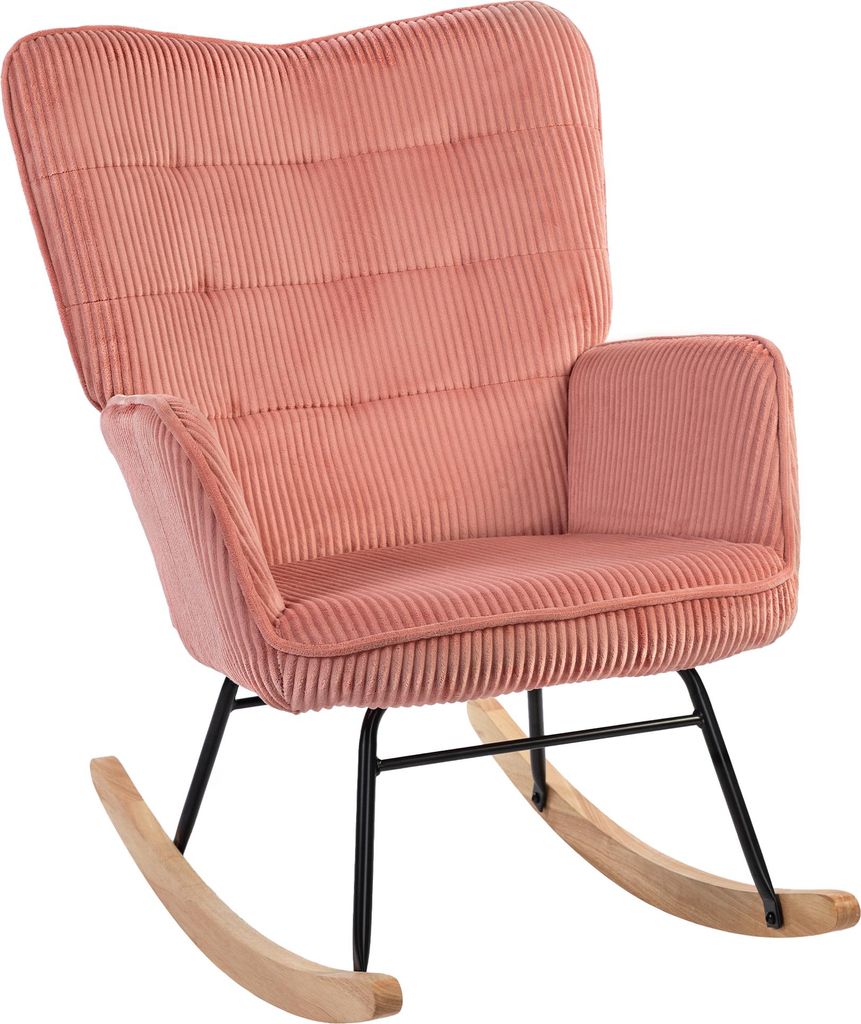 Schaukelstuhl, Relaxsessel, Schaukelsessel, belastbar bis 120 kg, Polyester, 98 x 71 x 101 cm, Rosa