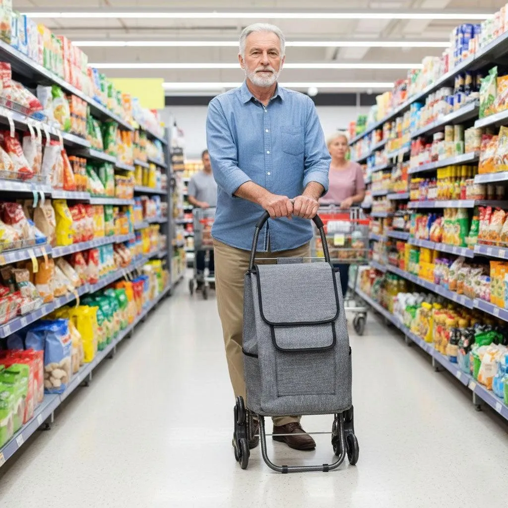 Poussette de marché 33L à 6 roues pour escaliers et sac imperméable pro