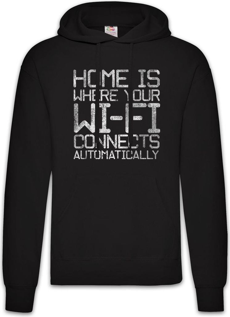 Urban Backwoods Home Is Where Your Wi-Fi, Herren Hoodie, Farbe: Schwarz, Größe: S