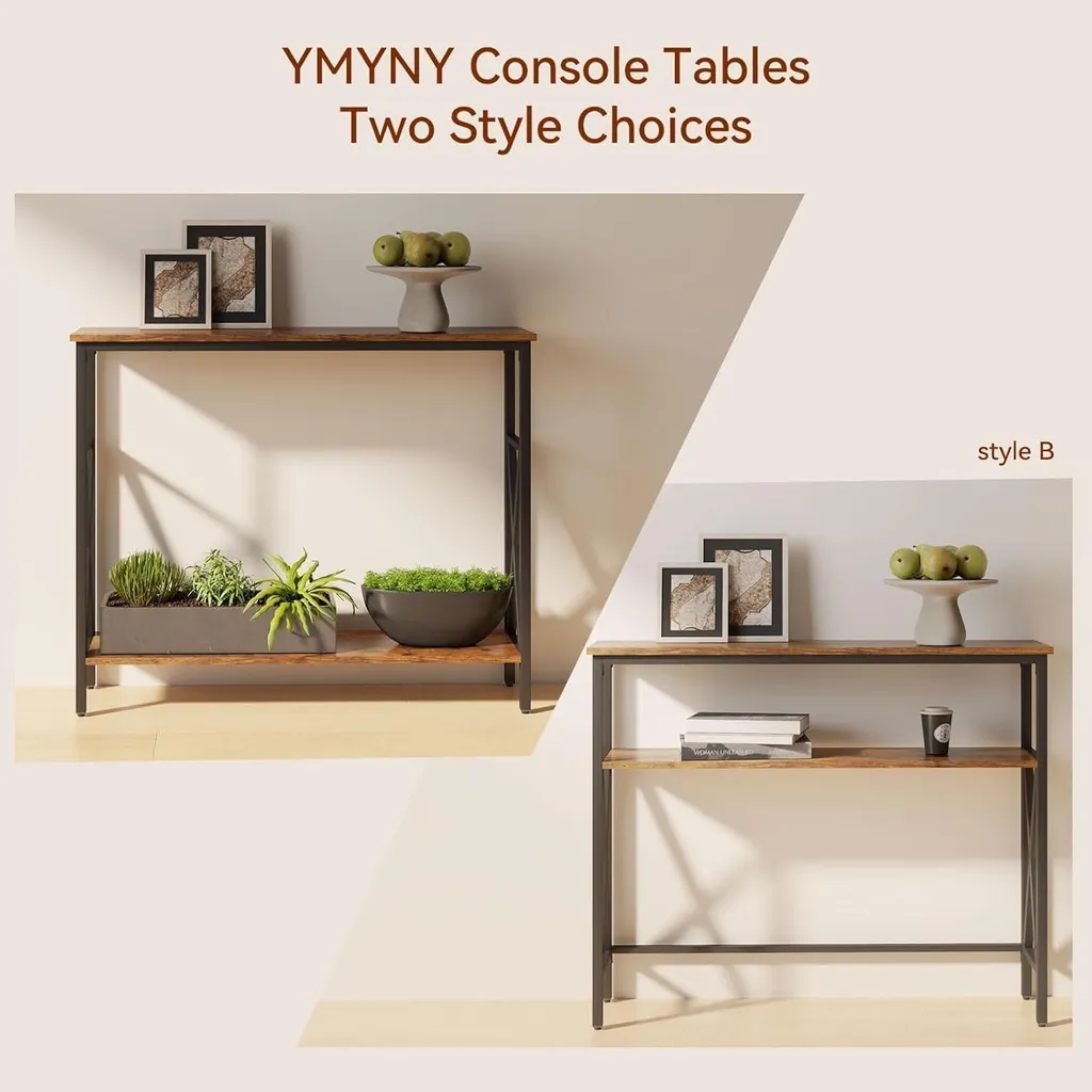 Console stable pour sol irrégulier réglable marron rustique 101 cm - 7
